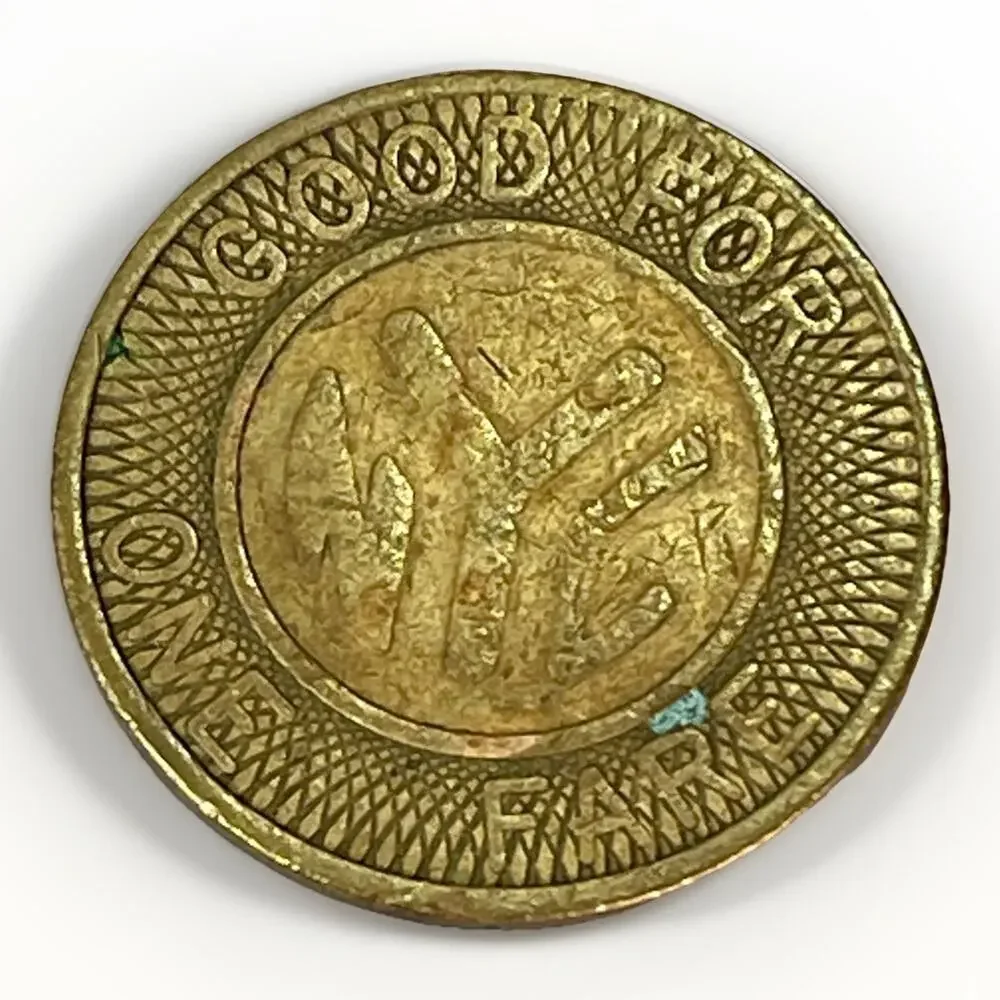 NYC Transit Authority Subway Token Good For One Fare 1970s Brass Vintage